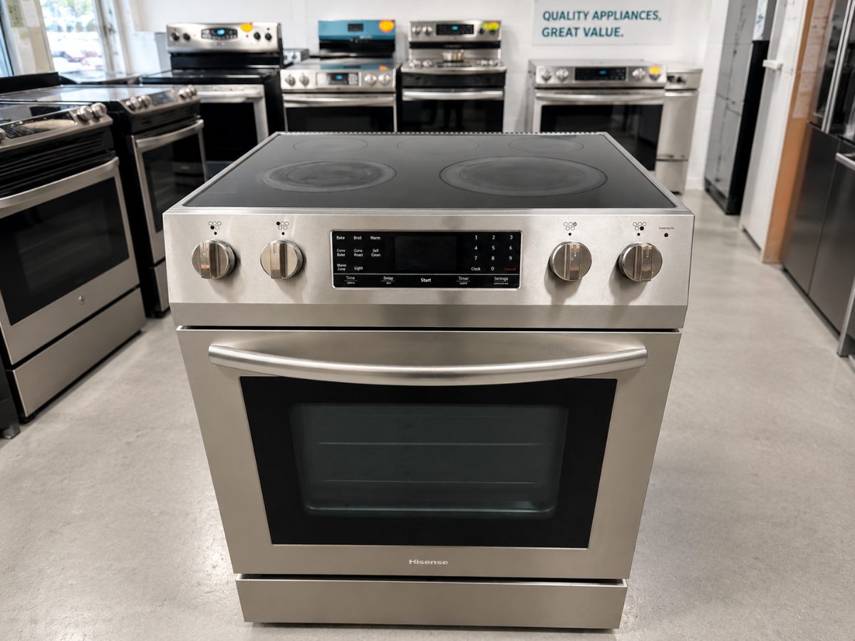 Hisense ๐ฅ Hisense 30โ Slide-In Electric Range โ Stainless Steel your HER30F5CSS